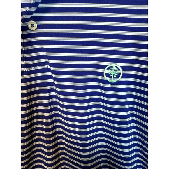 Draddy Sport Mens Blue Striped Small Golf Performance Polo MADE IN USA - Picture 2 of 8